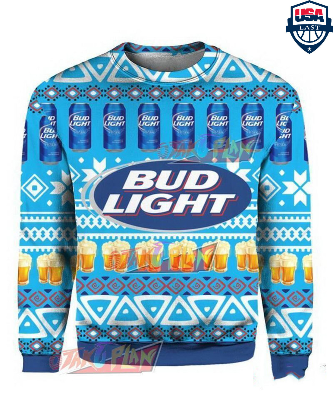 Bud Light Can Beer Ugly Christmas Sweater Adult 3D Funny Matching for family