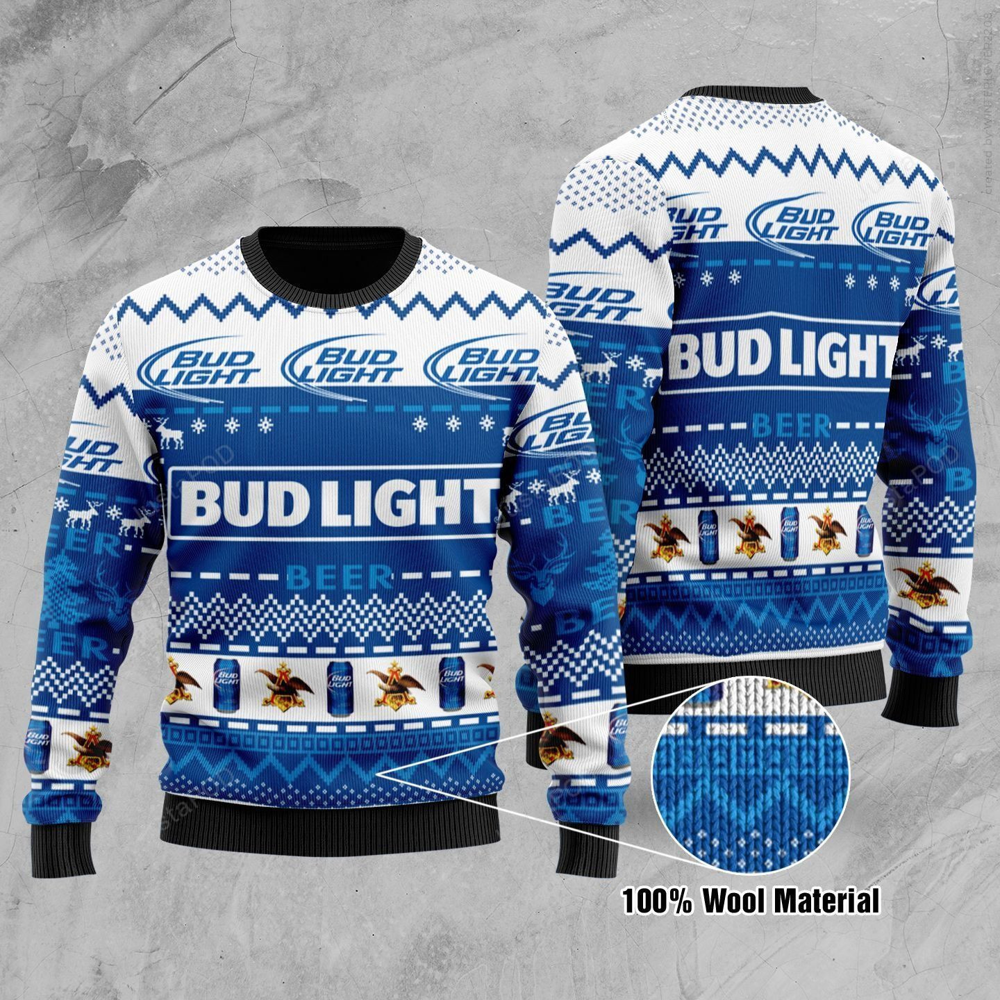 Bud Light Ugly Christmas Sweater Adult 3D Funny Matching for family
