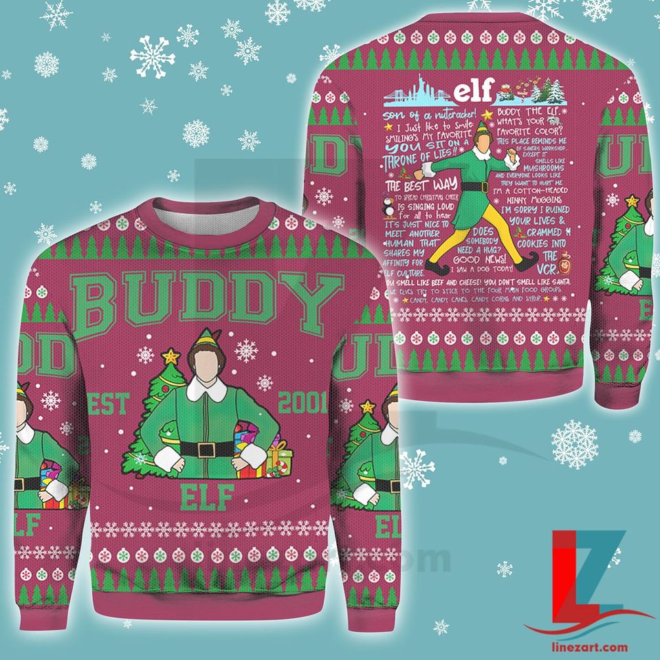 Buddy Elf Omg Santa I Know Him Ugly Sweater, Elf Merry Christmas 2023 3D sweater