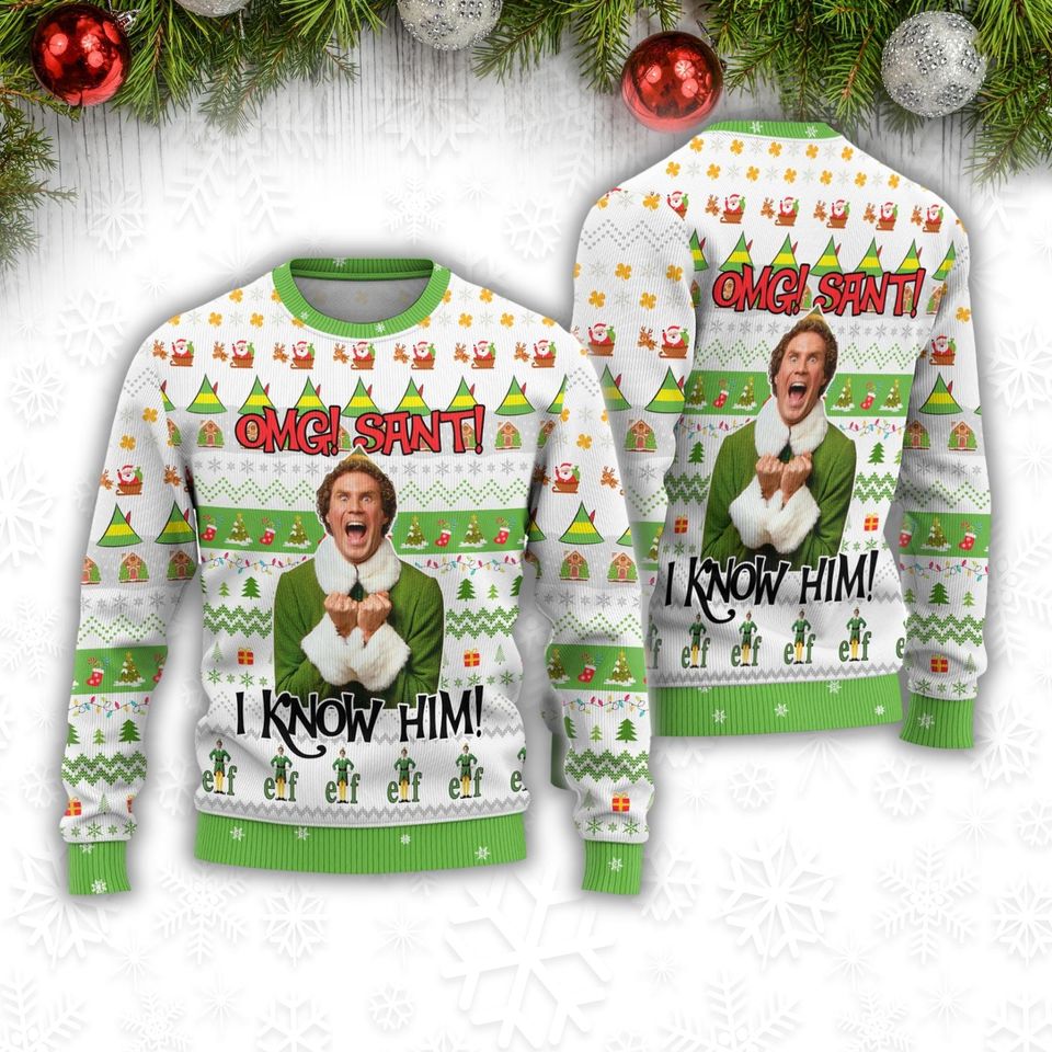 Buddy The Elf Christmas Sweater, Elf Movie Ugly Sweater