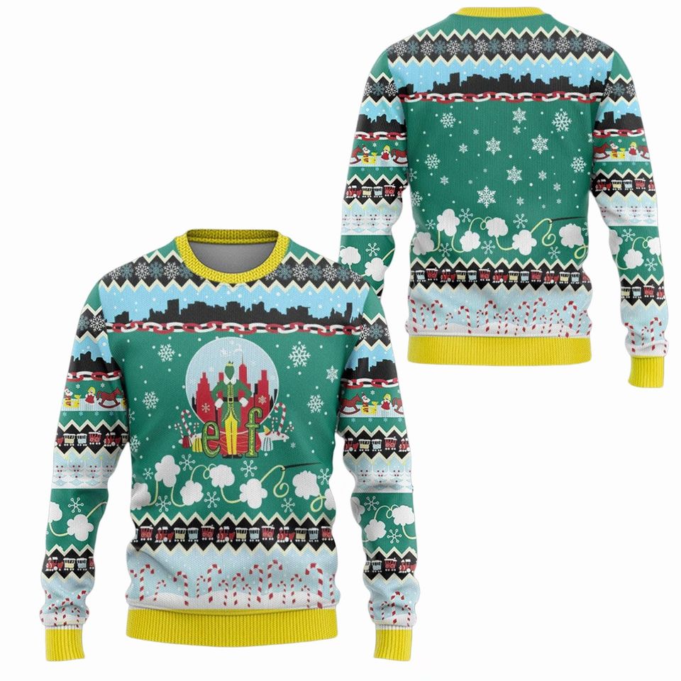 Buddy The Elf Ugly Christmas Sweatshirt, Buddy Hobbs Elf Christmas Movie Ugly Sweater
