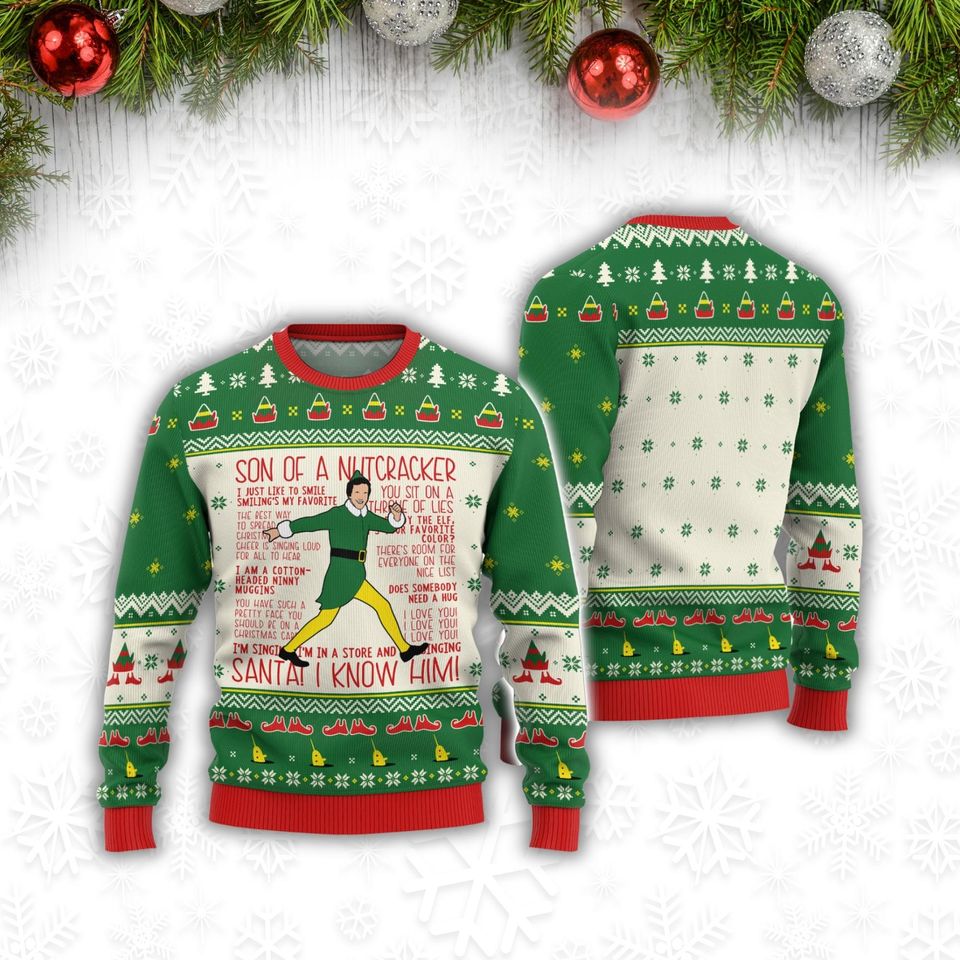 Buddy The Elf Ugly Sweater, Elf Movie Christmas Sweater