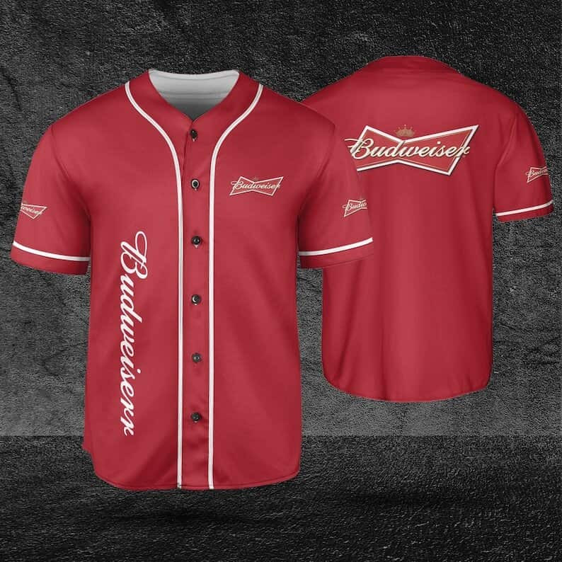 Budweiser Red Baseball Jersey, Budweiser Beer Lover Gift Idea, Budweiser Beer Baseball Jersey For Men Women