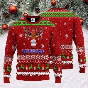 Budweiser Reinbeer Christmas Ugly Christmas Sweater Adult 3D Funny Matching for family