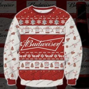 Budweiser Ugly Christmas Sweater Adult 3D Funny Matching for family