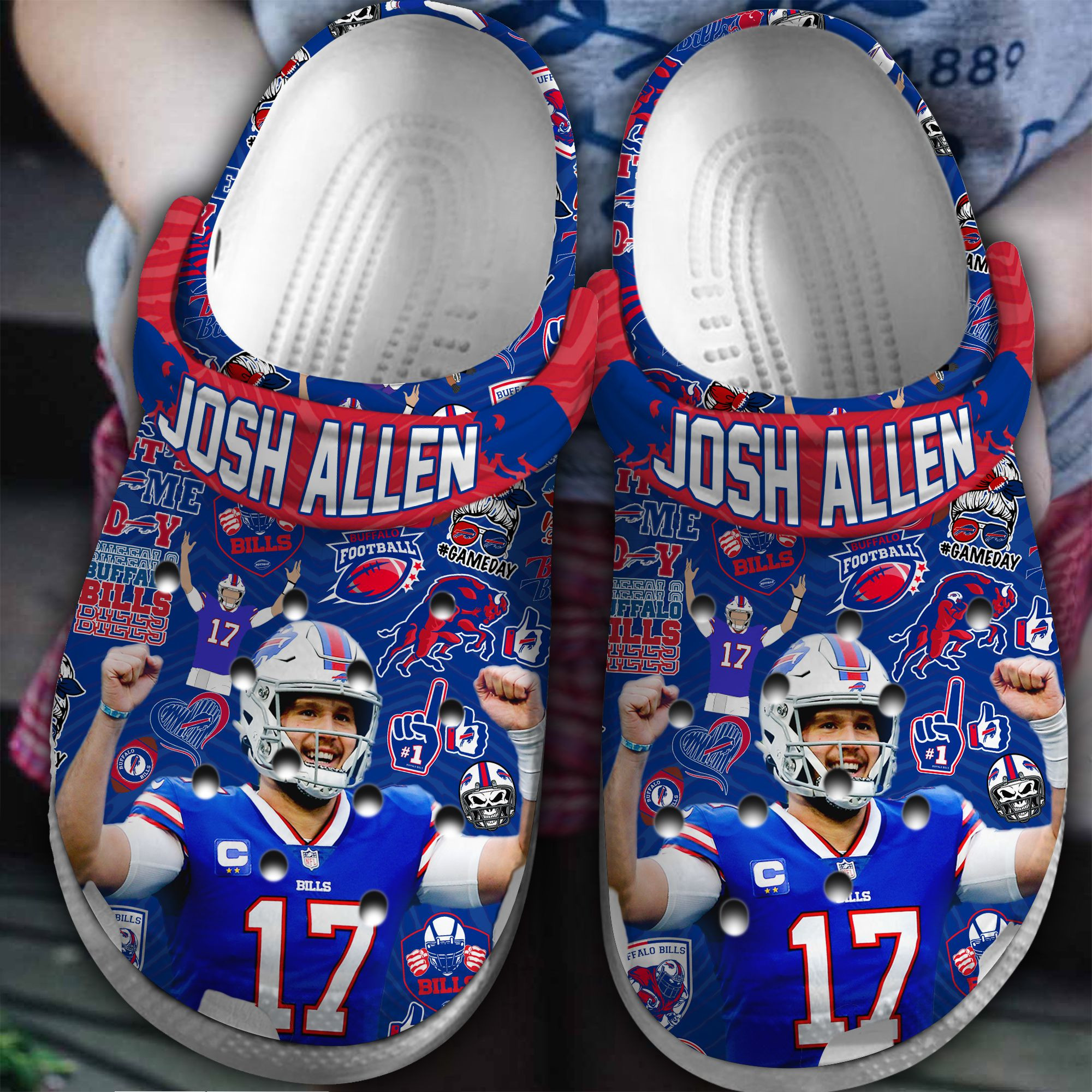 Buffalo Bills Josh Allen NFL Sport Crocs Crocband Clogs Shoes Comfortable For Men Women and Kids
