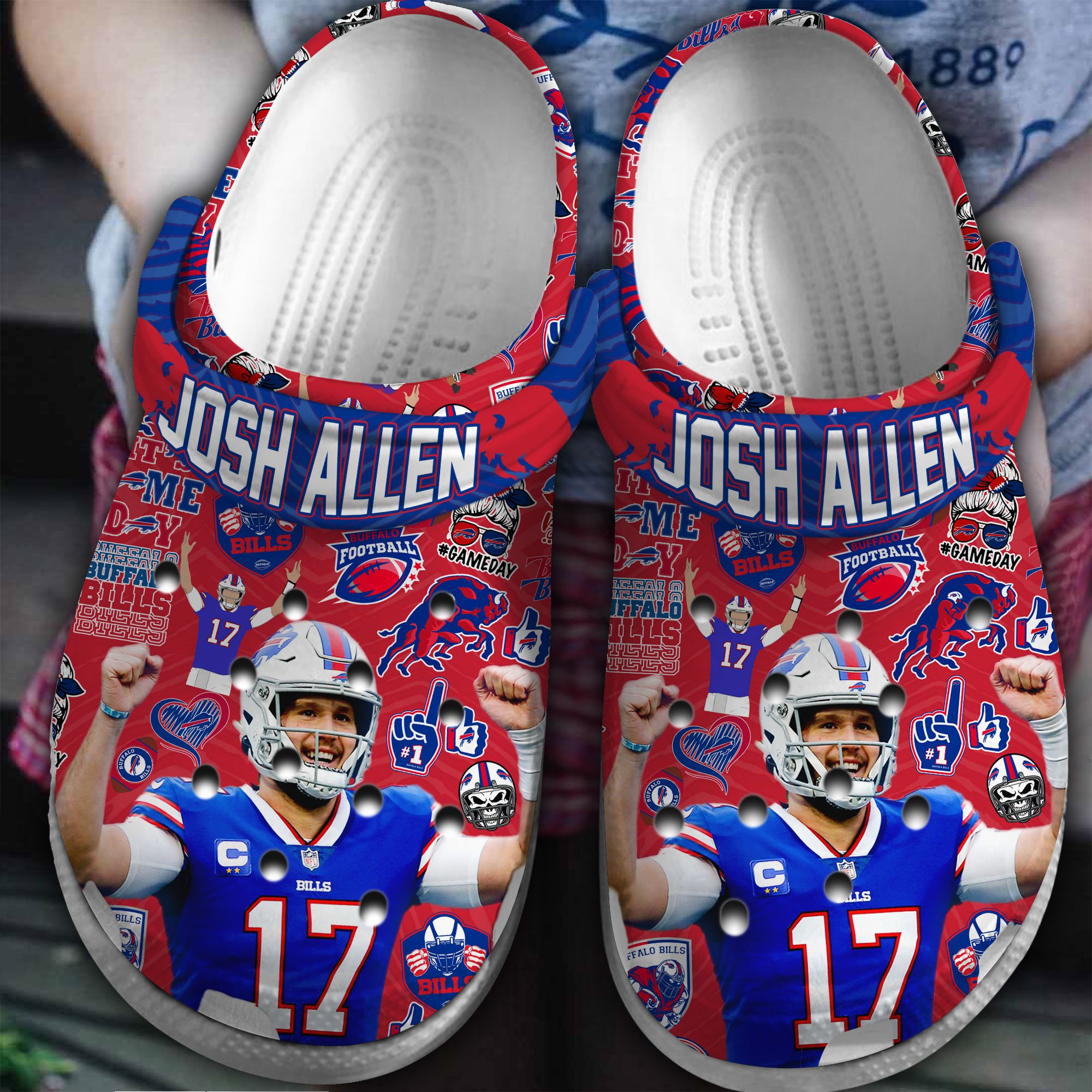 Buffalo Bills Josh Allen NFL Sport Crocs Crocband Clogs Shoes Comfortable For Men Women and Kids