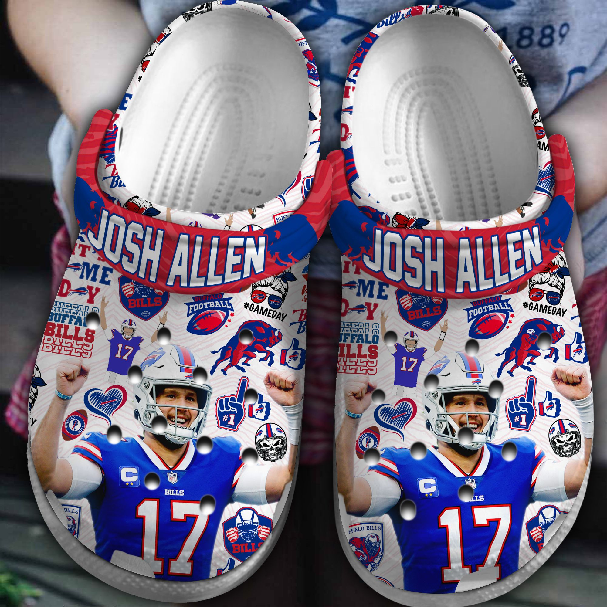 Buffalo Bills Josh Allen NFL Sport Crocs Crocband Clogs Shoes Comfortable For Men Women and Kids