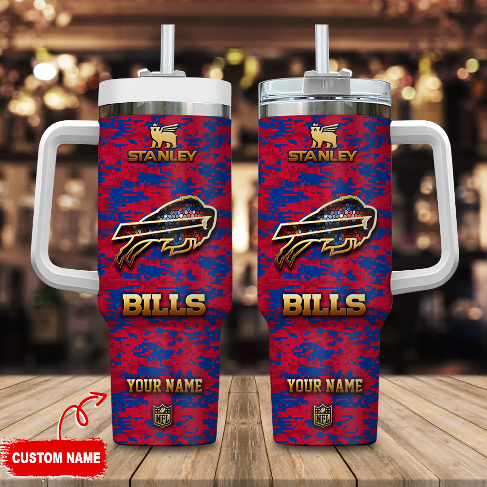 Buffalo Bills NFL Camouflage Golden Logo Custom Stanley Cup 40 oz 30 oz Tumbler With HandleTVC2301110