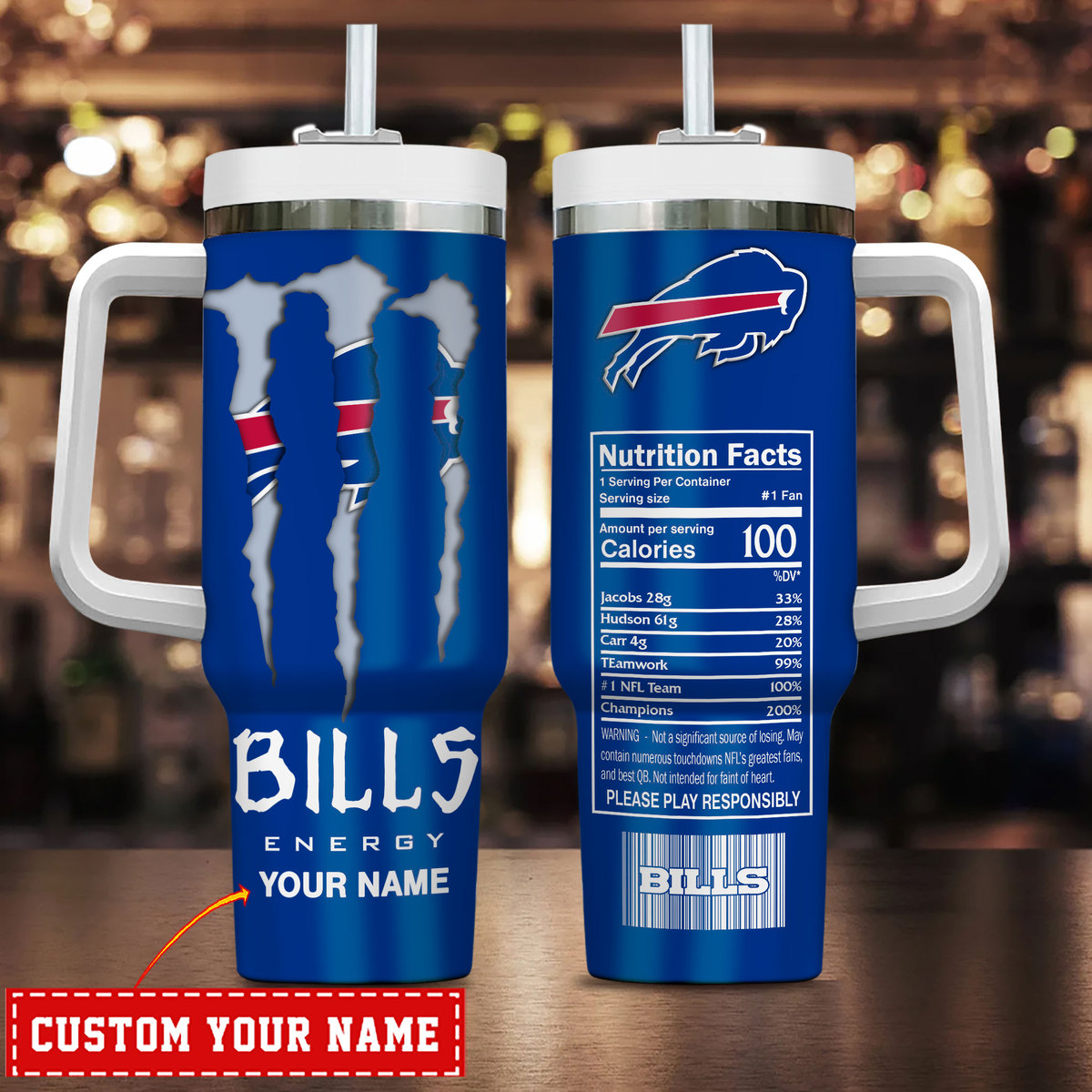Buffalo Bills NFL Energy Nutrition Facts Custom Stanley Cup 40 oz 30 oz Tumbler With HandleTVC230172