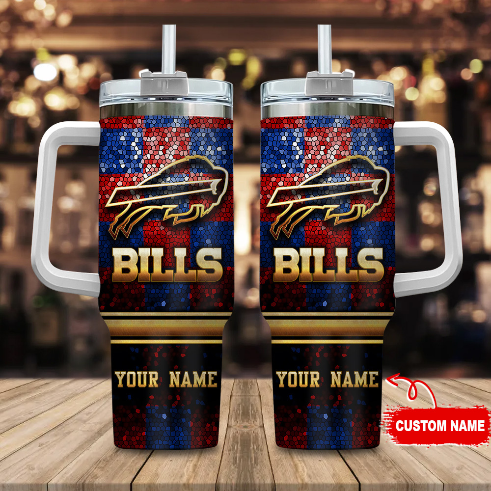 Buffalo Bills NFL Glitter Golden Logo Custom Stanley Cup 40 oz 30 oz Tumbler With HandleTVC2301113