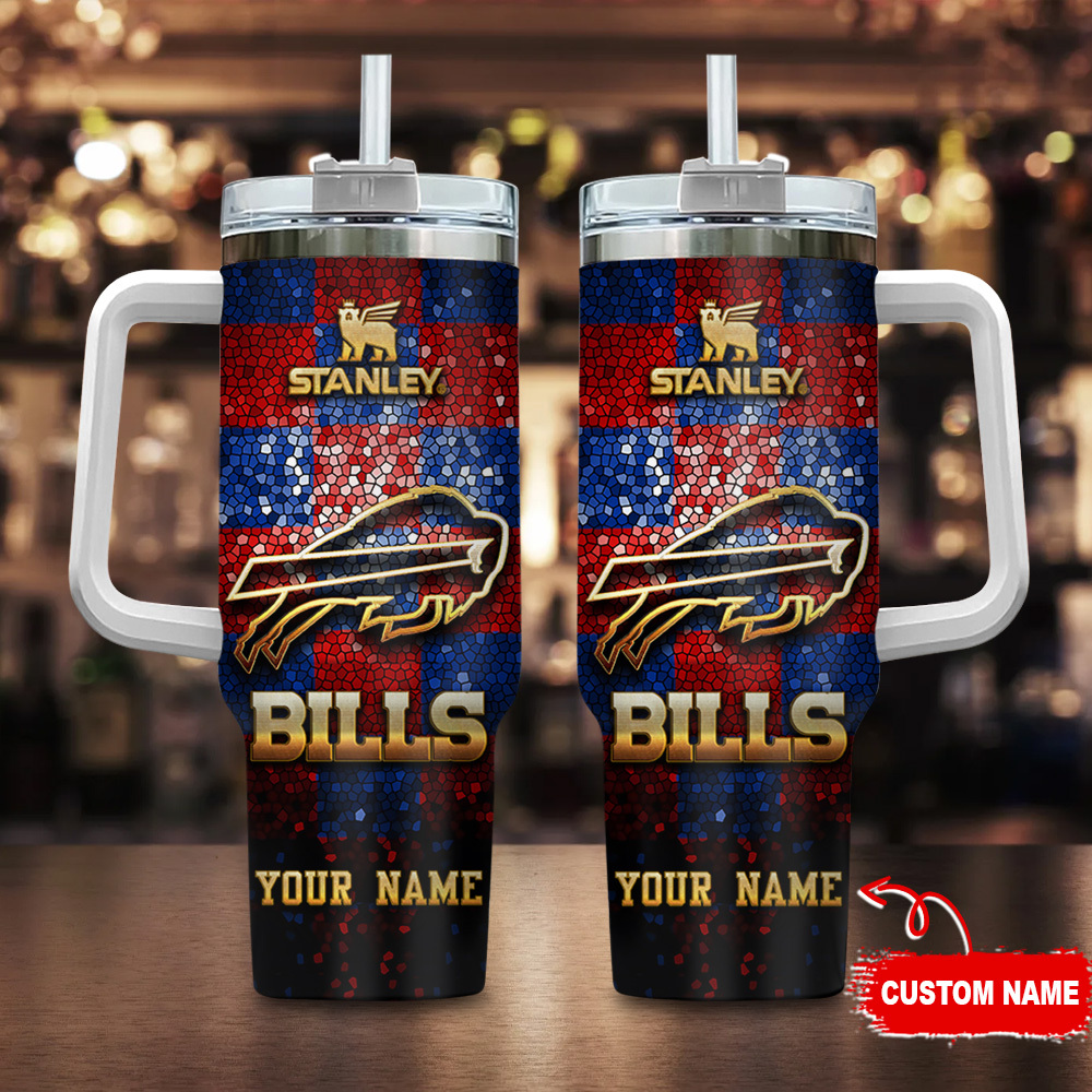 Buffalo Bills NFL Glitter Golden Logo Custom Stanley Cup 40 oz 30 oz Tumbler With HandleTVC2301115