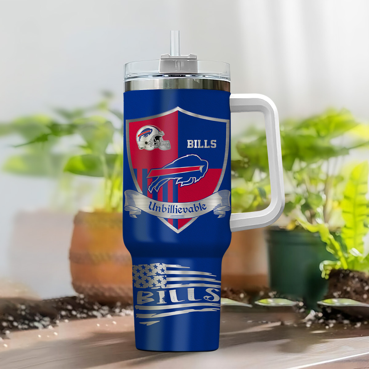 Buffalo Bills NFL Silver Logo Custom Stanley Cup 40 oz 30 oz Tumbler With HandleTVC2301105 - Image 2