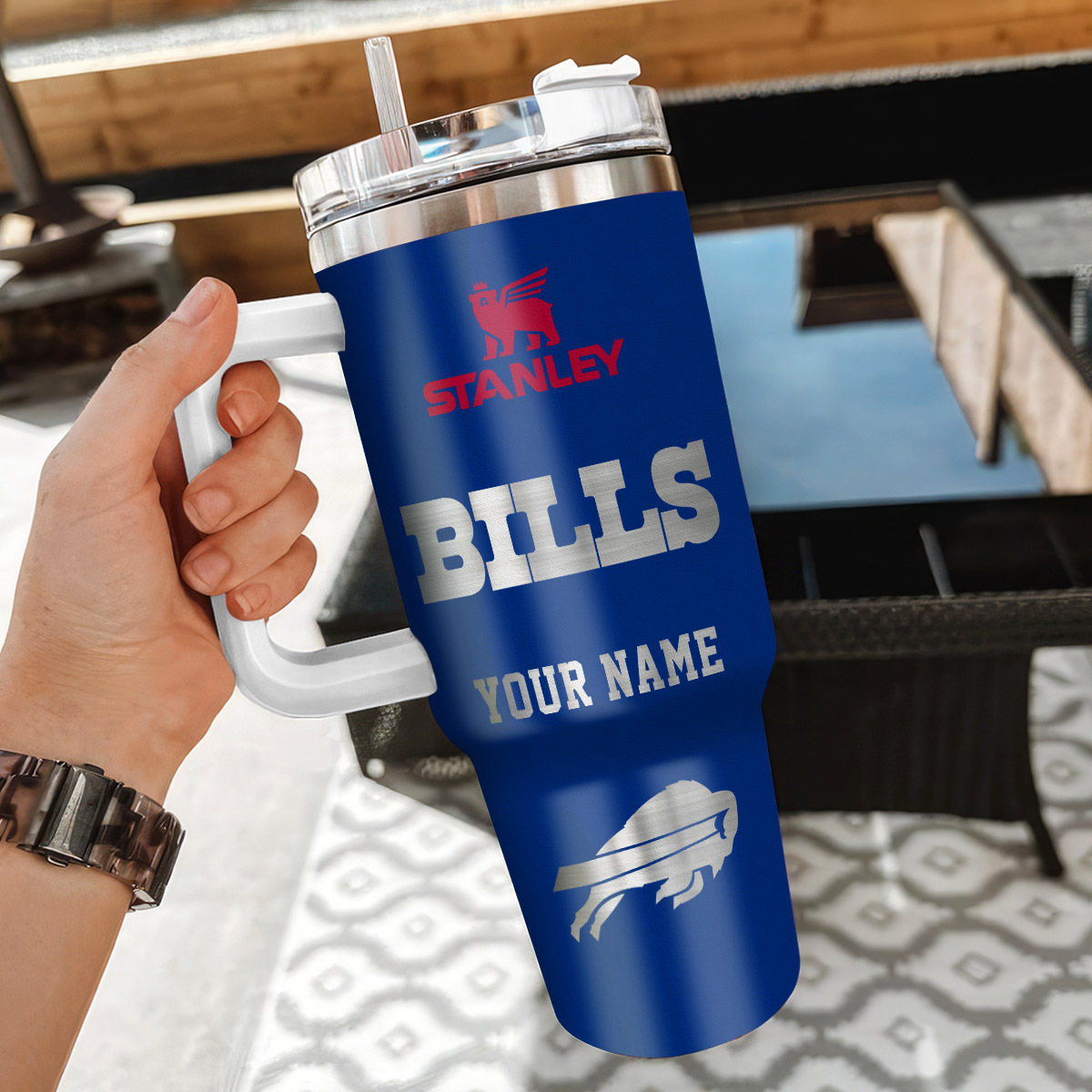 Buffalo Bills NFL Silver Logo Custom Stanley Cup 40 oz 30 oz Tumbler With HandleTVC2301105 - Image 3