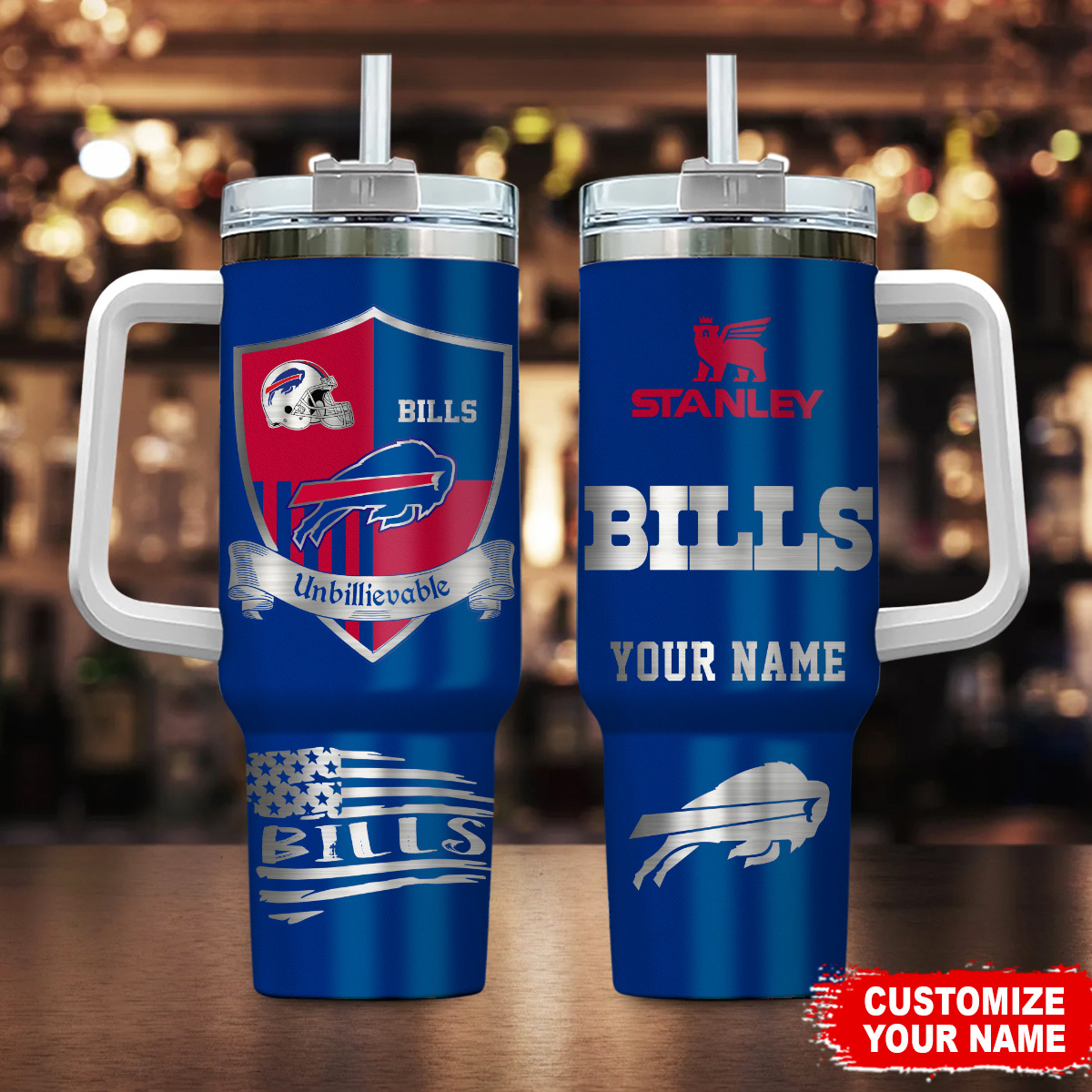 Buffalo Bills NFL Silver Logo Custom Stanley Cup 40 oz 30 oz Tumbler With HandleTVC2301105