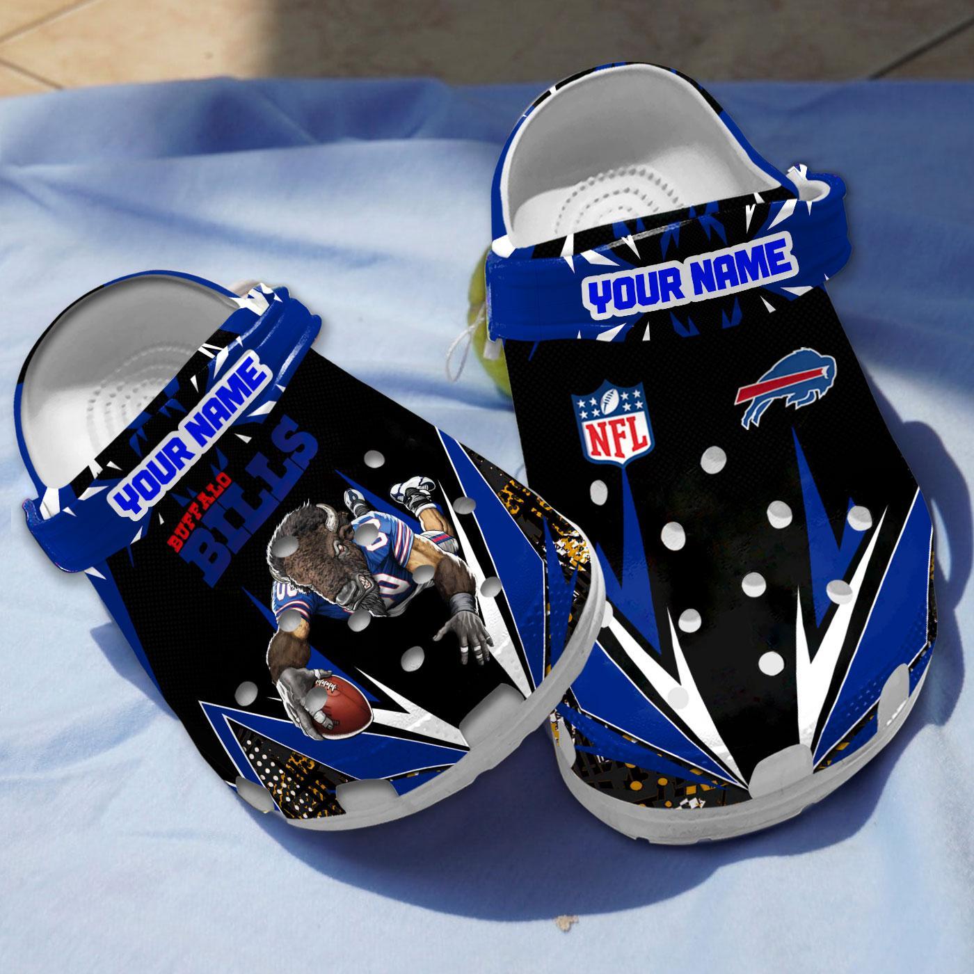 Buffalo Bills NFL Sport Crocs Crocband Clogs Shoes Comfortable For Men Women and Kids
