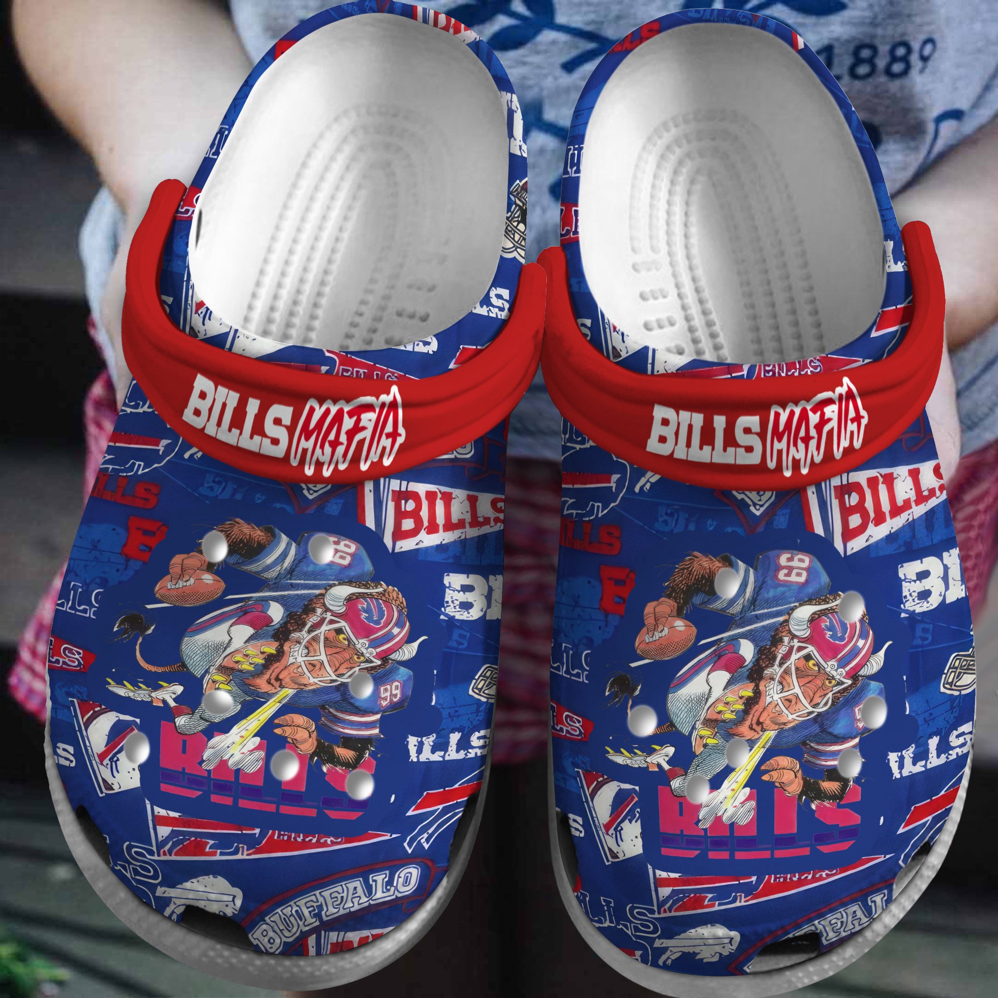 Buffalo Bills NFL Sport Crocs Crocband Clogs Shoes Comfortable For Men Women and Kids