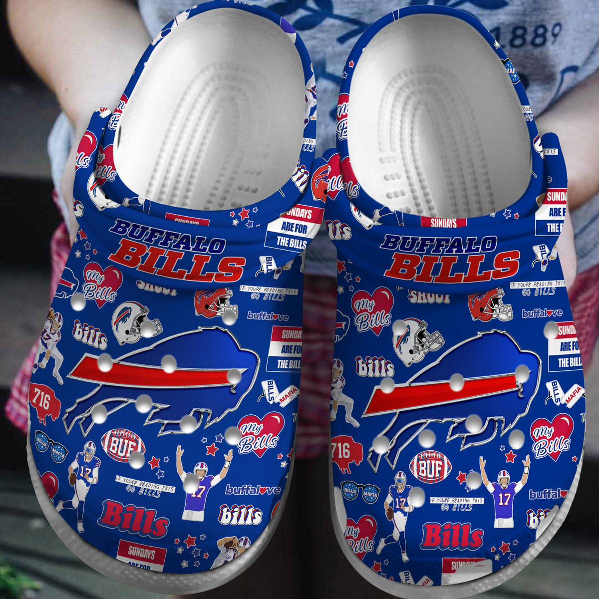 Buffalo Bills NFL Sport Crocs Crocband Clogs Shoes Comfortable For Men Women and Kids