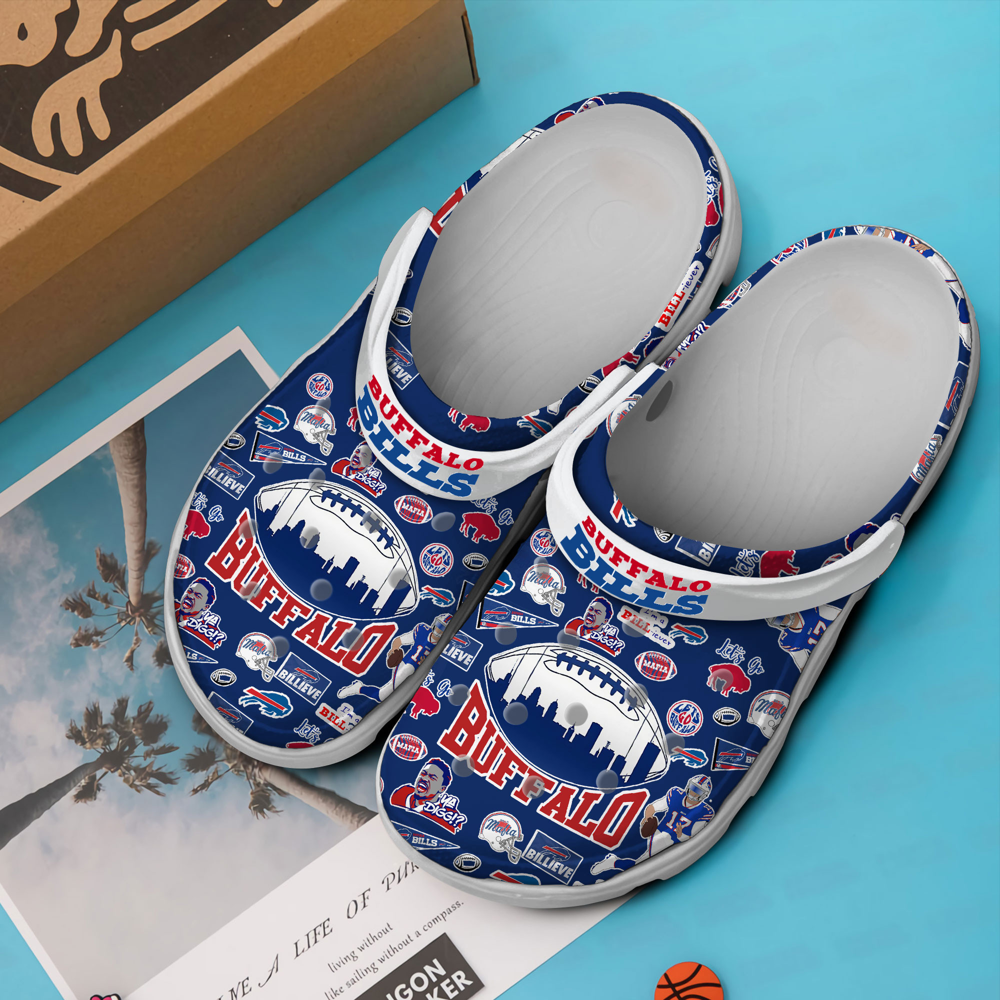 Buffalo Bills NFL Sport Crocs Crocband Clogs Shoes Comfortable For Men Women and Kids
