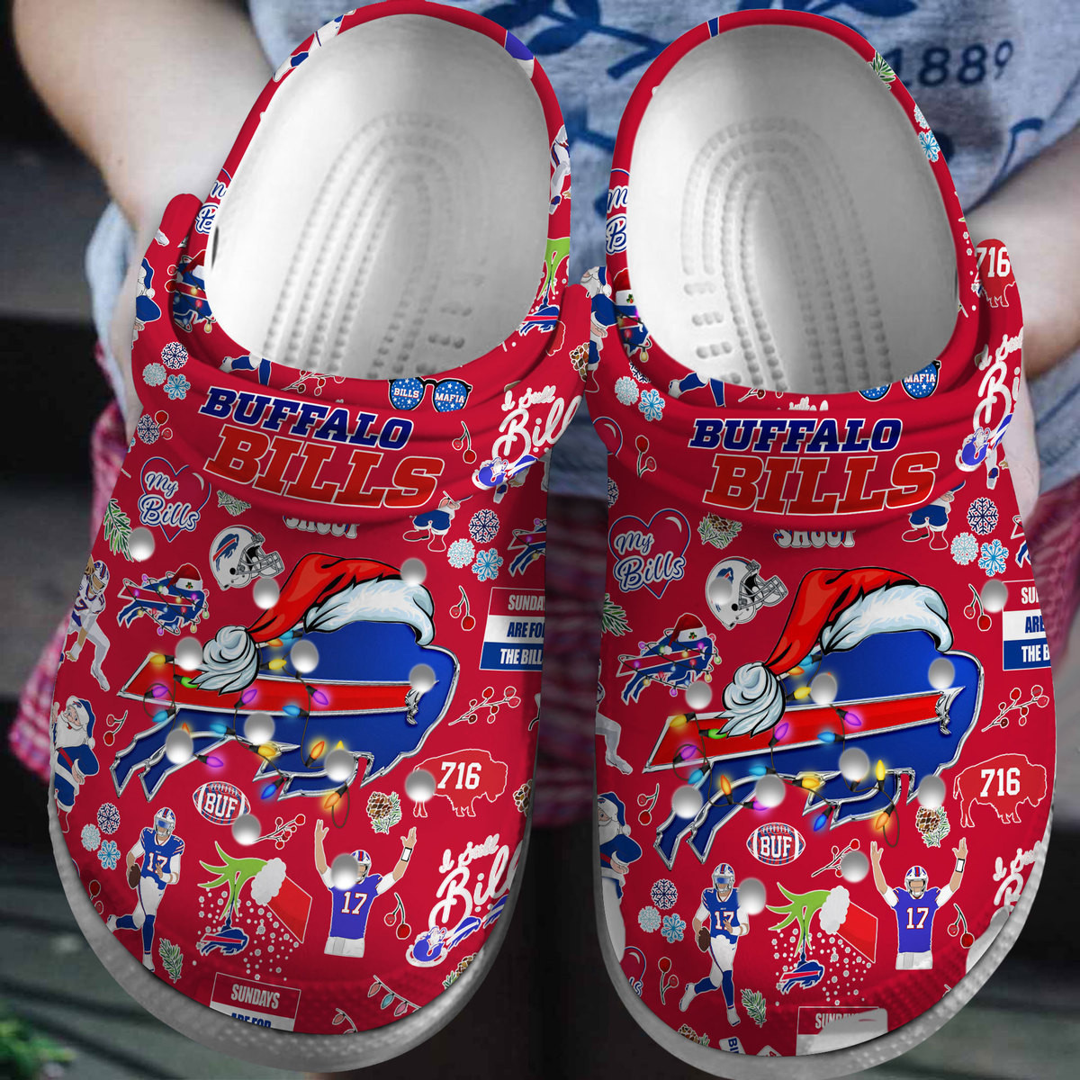 Buffalo Bills NFL Sport Crocs Crocband Clogs Shoes Comfortable For Men Women and Kids