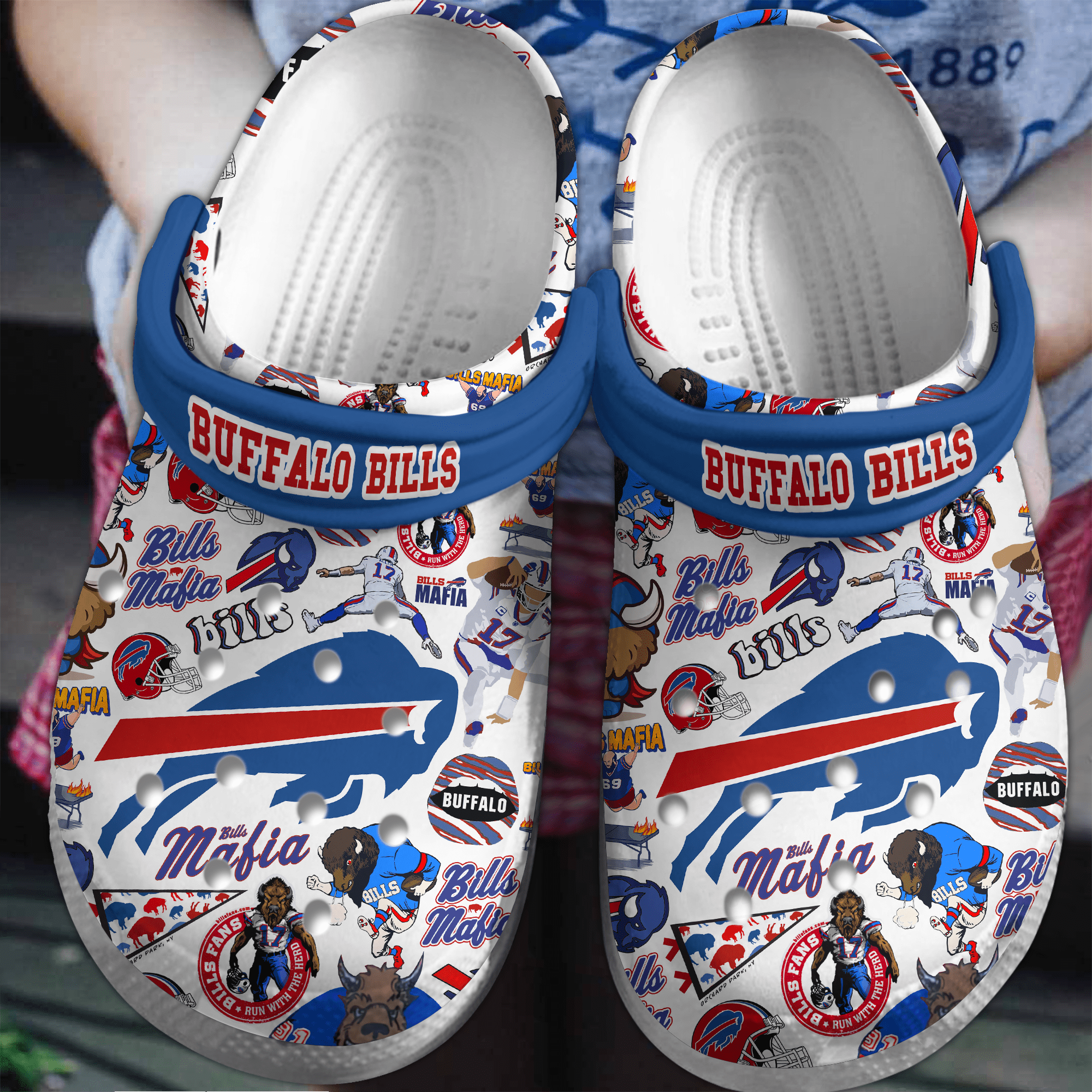 Buffalo Bills NFL Sport Crocs Crocband Clogs Shoes Comfortable For Men Women and Kids