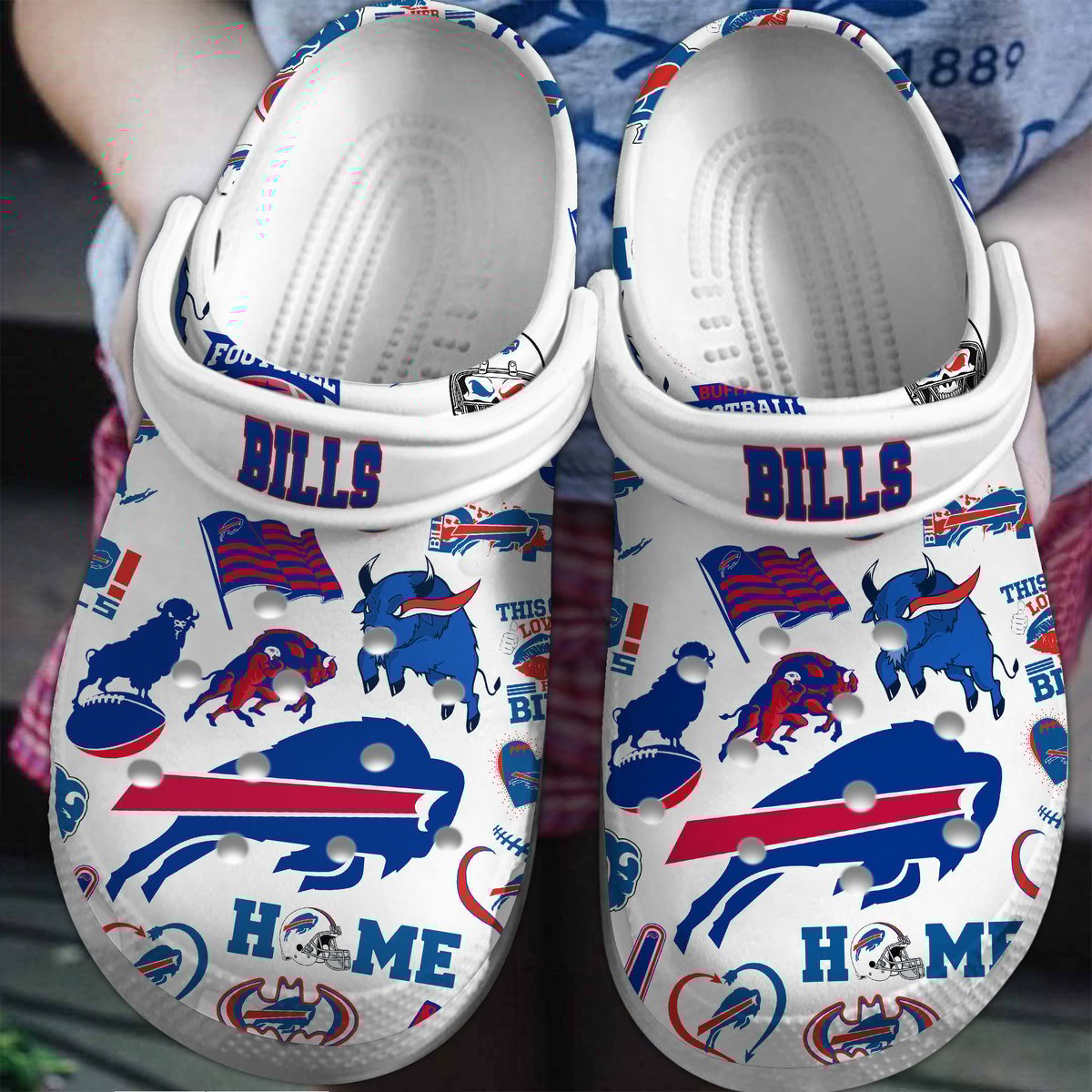 Buffalo Bills NFL Sport Crocs Crocband Clogs Shoes Comfortable For Men Women and Kids
