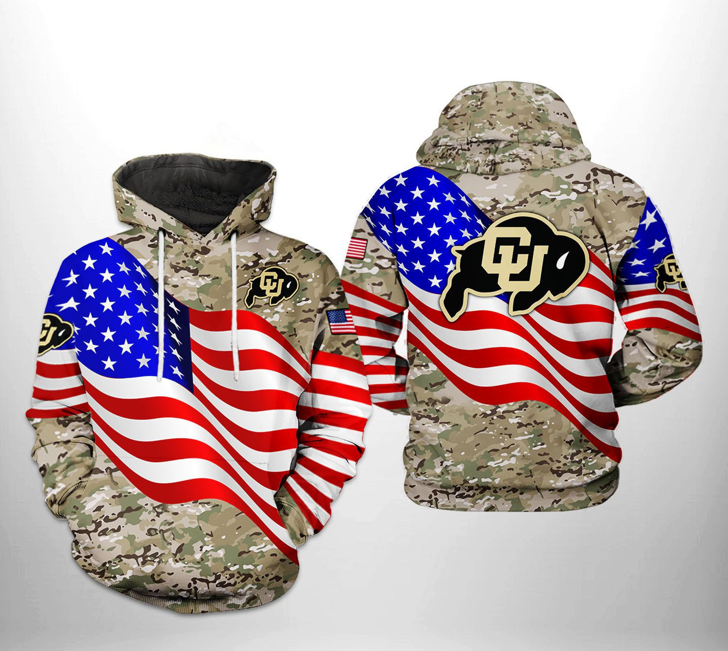 Buffalo Bulls NCAA US Flag Camo Veteran 3D All Over Print Hoodie, Zip Hoodie
