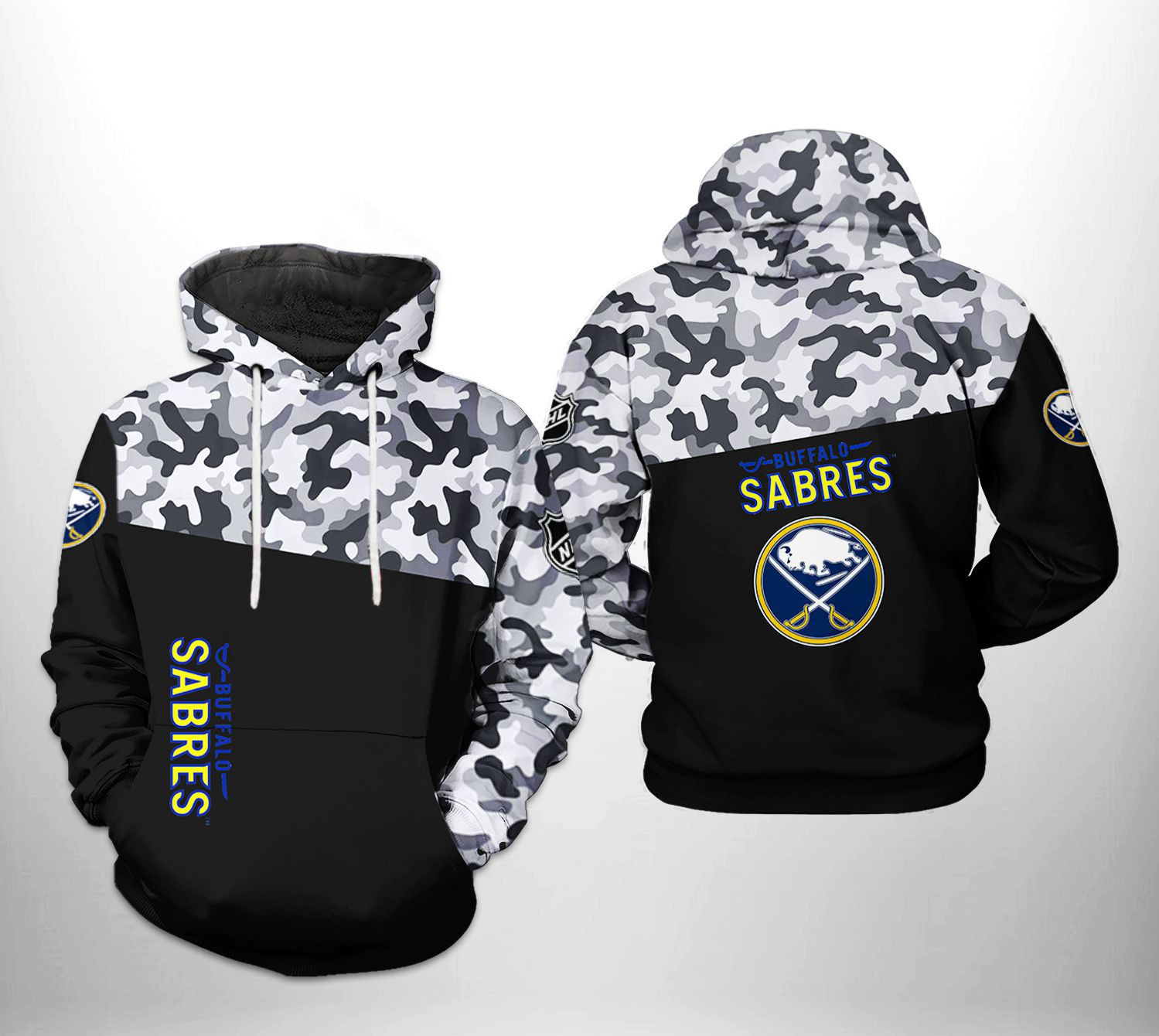 Buffalo Sabres NHL Camo Veteran 3D All Over Print Hoodie, Zip Hoodie