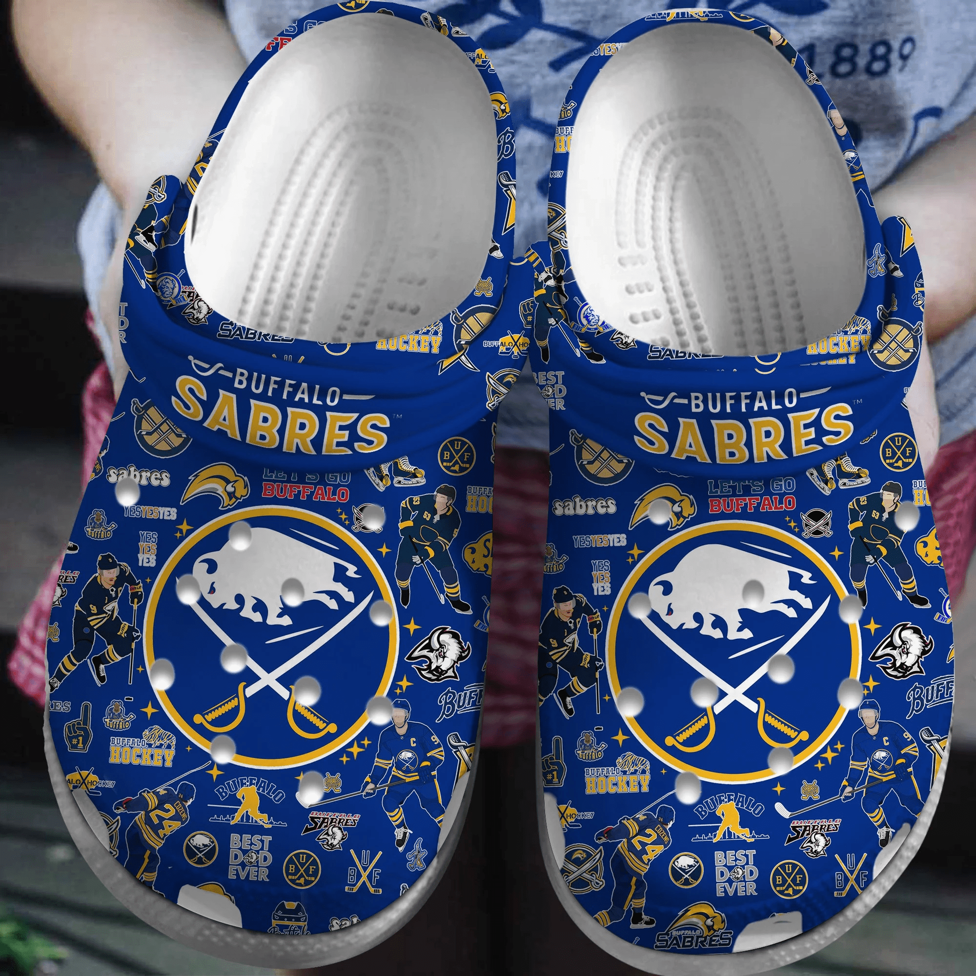 Buffalo Sabres NHL Sport Crocs Crocband Clogs Shoes Comfortable For Men Women and Kids