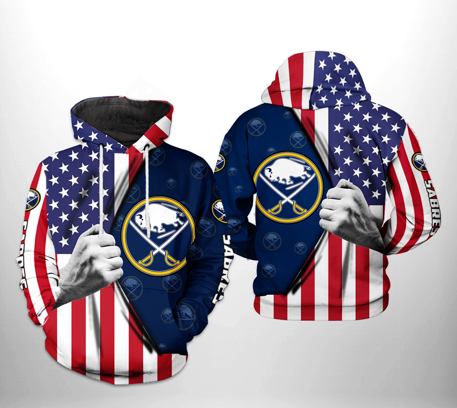 Buffalo Sabres NHL US FLag 3D All Over Print Hoodie, Zip Hoodie
