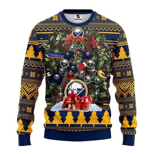 Buffalo Sabres Tree Christmas For Fans Ugly Christmas Sweater Adult 3D Funny Matching for family