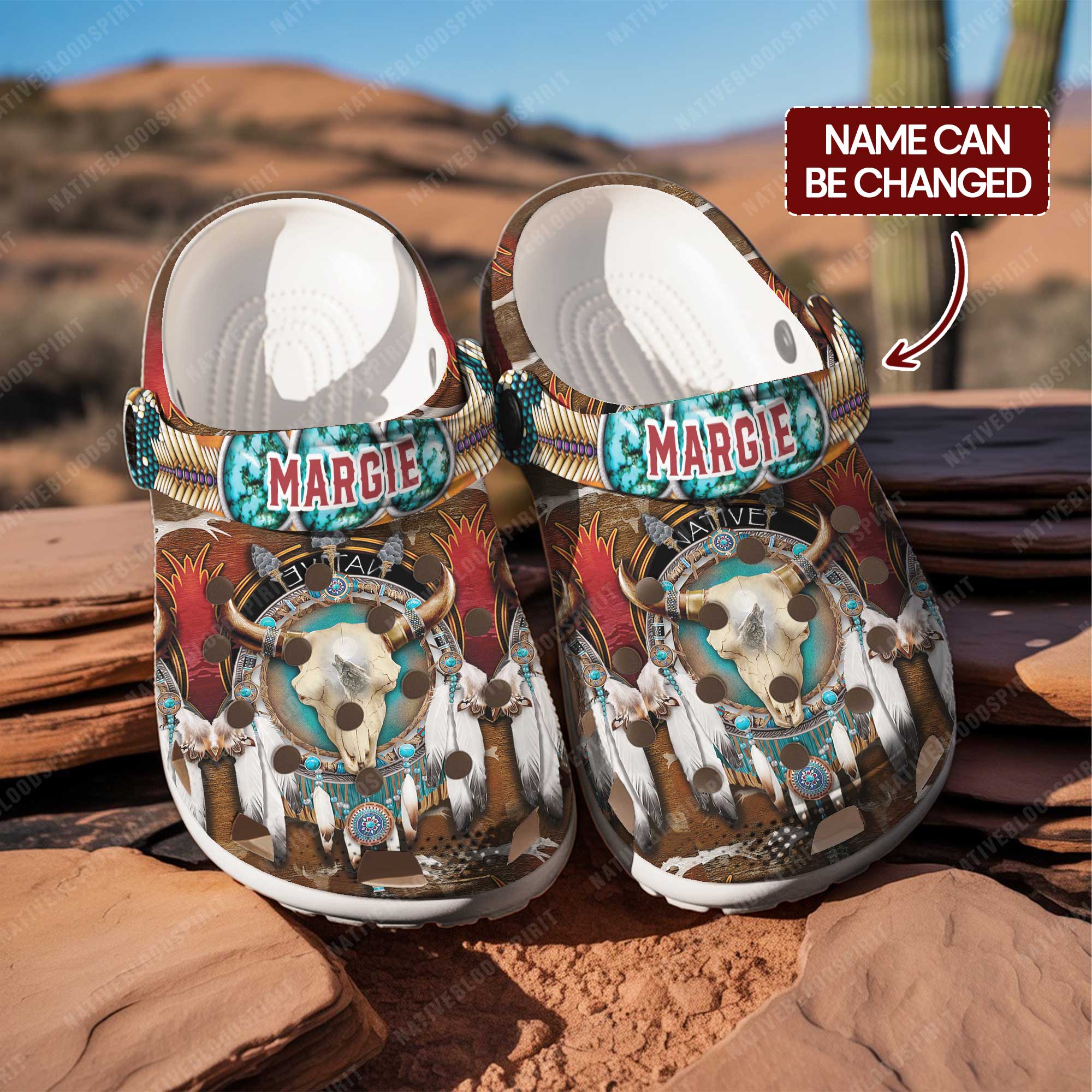 Buffalo Skull & Dreamcatcher Crocs Crocband Clogs Shoes Comfortable For Men Women and Kids