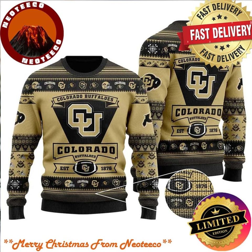 Buffaloes Football Custom Name Personalized Christmas Ugly Sweater
