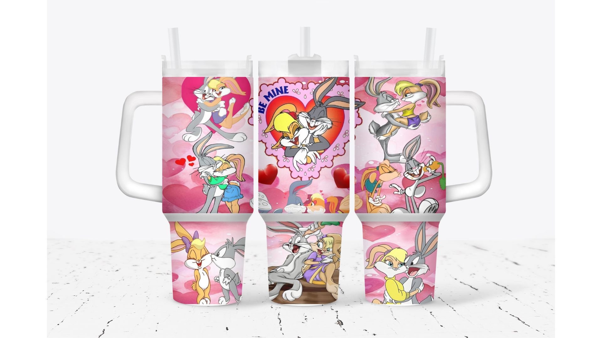 Bugs and Lola Bunny Valentines Gift Looney Tunes Cartoon Custom Stanley Cup 40 oz 30 oz Tumbler With HandleTVC2301930