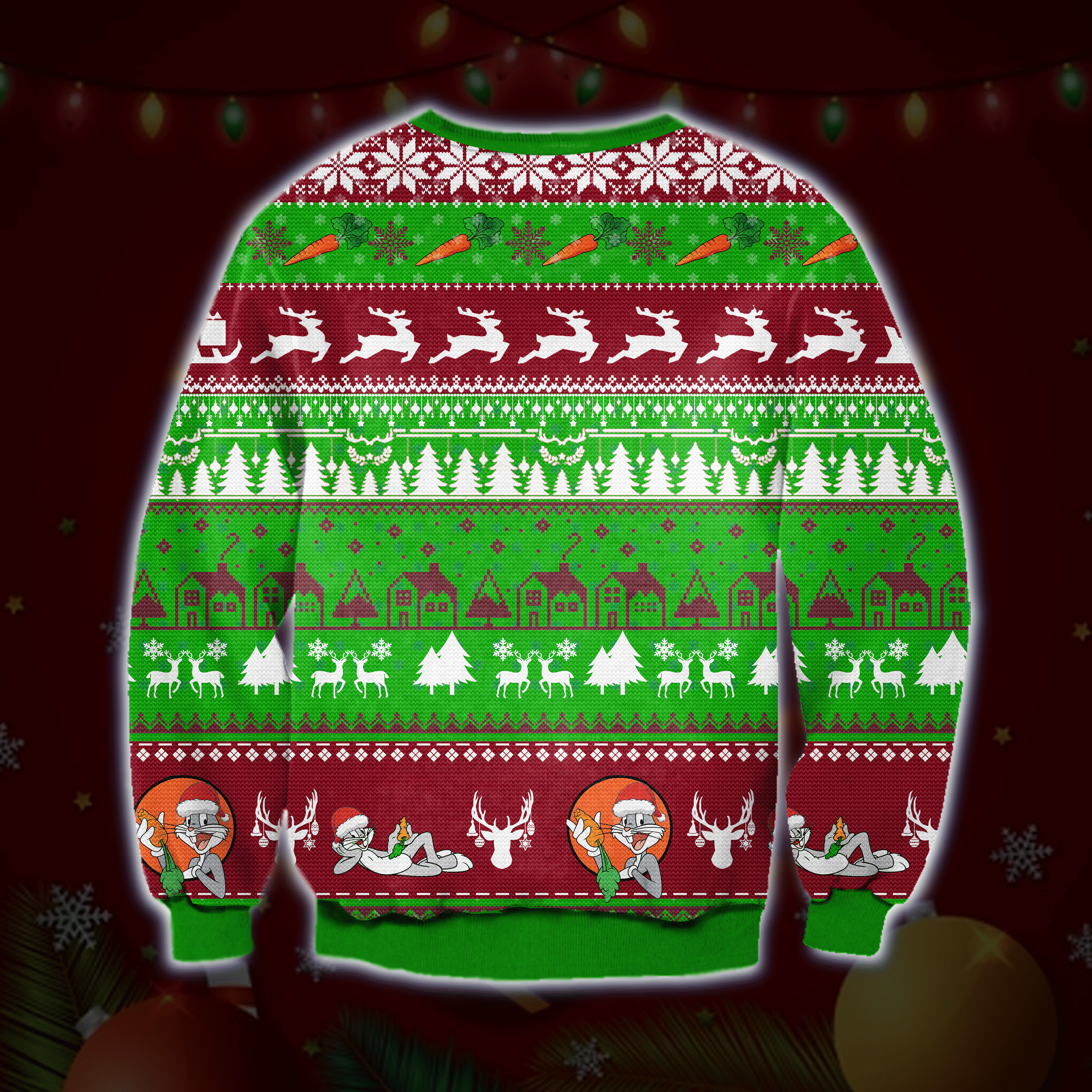 Bugs Bunny And Friends Ugly Christmas Sweater Adult 3D Funny Matching for family - Image 2