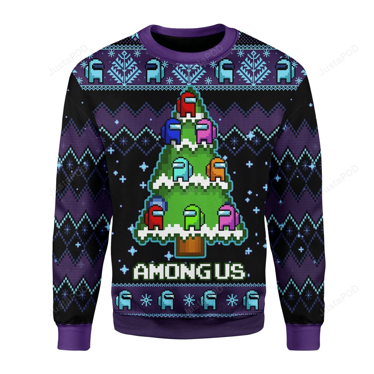 Build Among Us Into A Christmas Tree Ugly Christmas Sweater Adult 3D Funny Matching for family