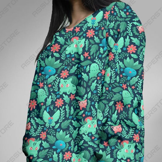 Bulbasaur Oddish Sweatshirt Japanese Anime Sweater Shirt Gifts - Image 22