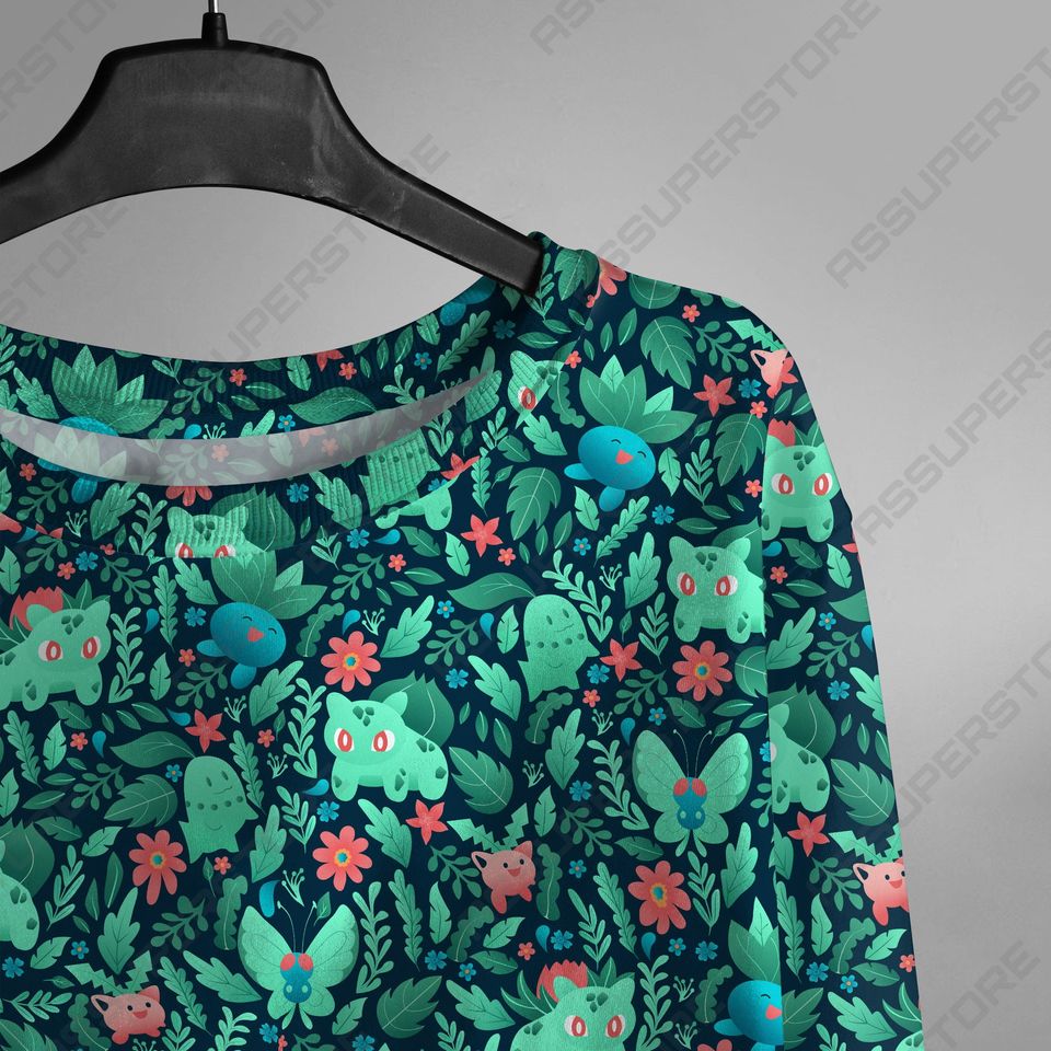 Bulbasaur Oddish Sweatshirt Japanese Anime Sweater Shirt Gifts - Image 9