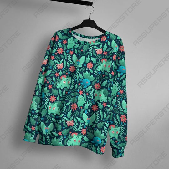 Bulbasaur Oddish Sweatshirt Japanese Anime Sweater Shirt Gifts - Image 13