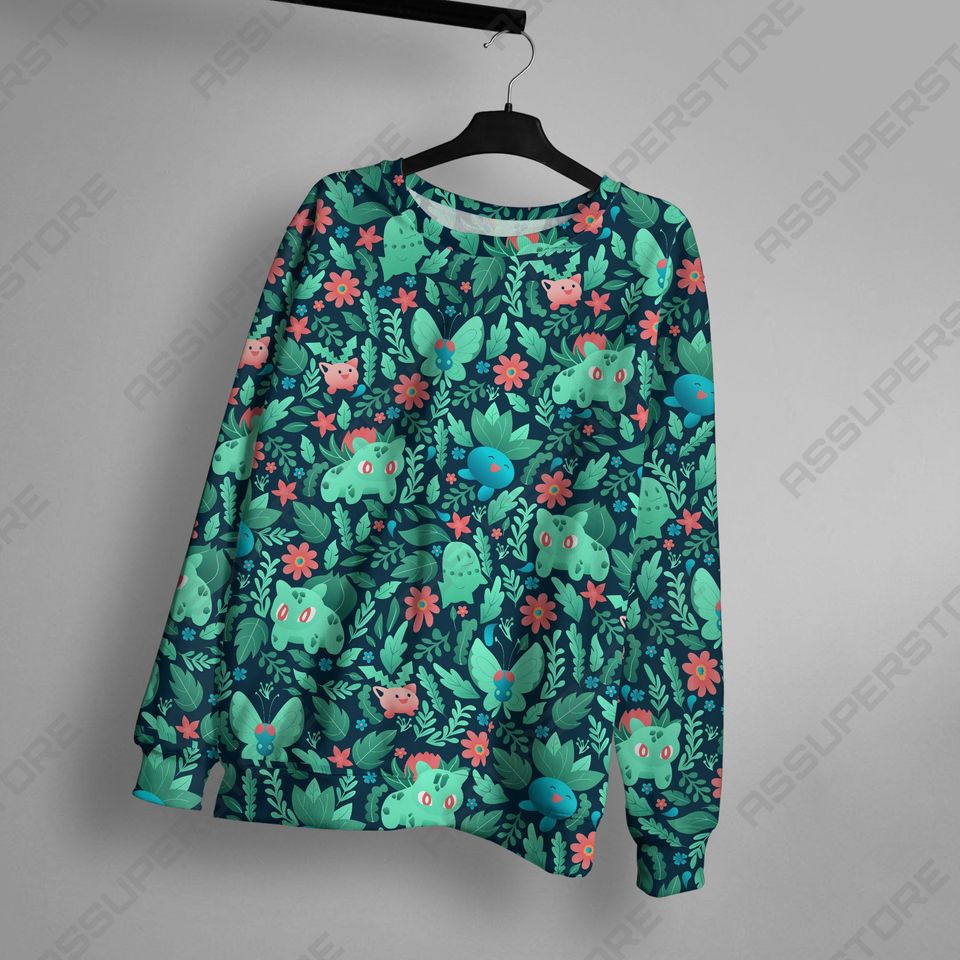 Bulbasaur Oddish Sweatshirt Japanese Anime Sweater Shirt Gifts - Image 2