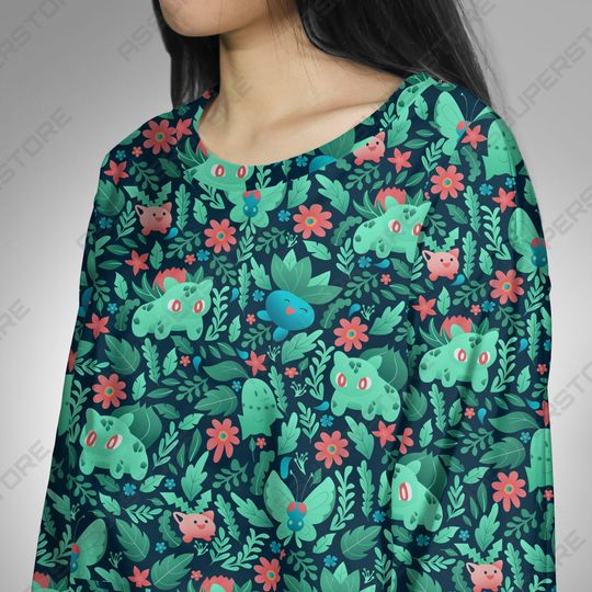 Bulbasaur Oddish Sweatshirt Japanese Anime Sweater Shirt Gifts - Image 15