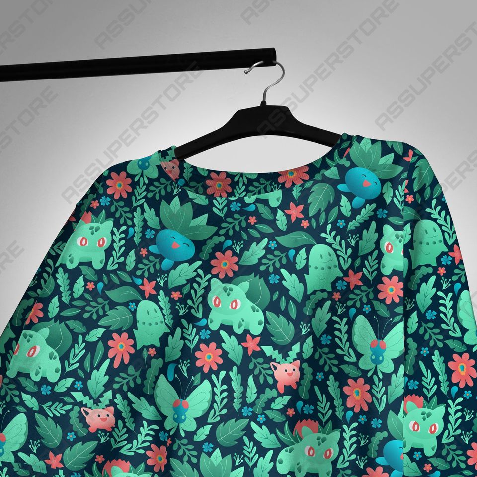 Bulbasaur Oddish Sweatshirt Japanese Anime Sweater Shirt Gifts - Image 3