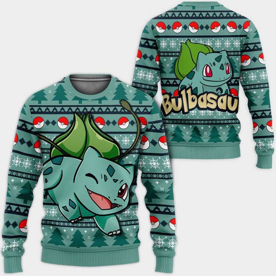 Bulbasaur PKM Ugly Christmas Sweater, 3D Sweater