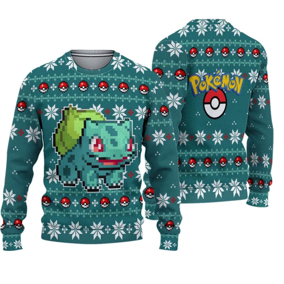 Bulbasaur PKM Ugly Christmas Sweater, 3D Sweater