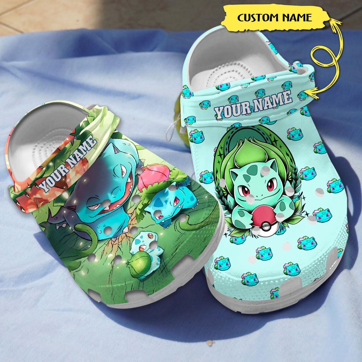 Bulbasaur Pokemon Anime Crocs Crocband Clogs Shoes Comfortable For Men Women and Kids