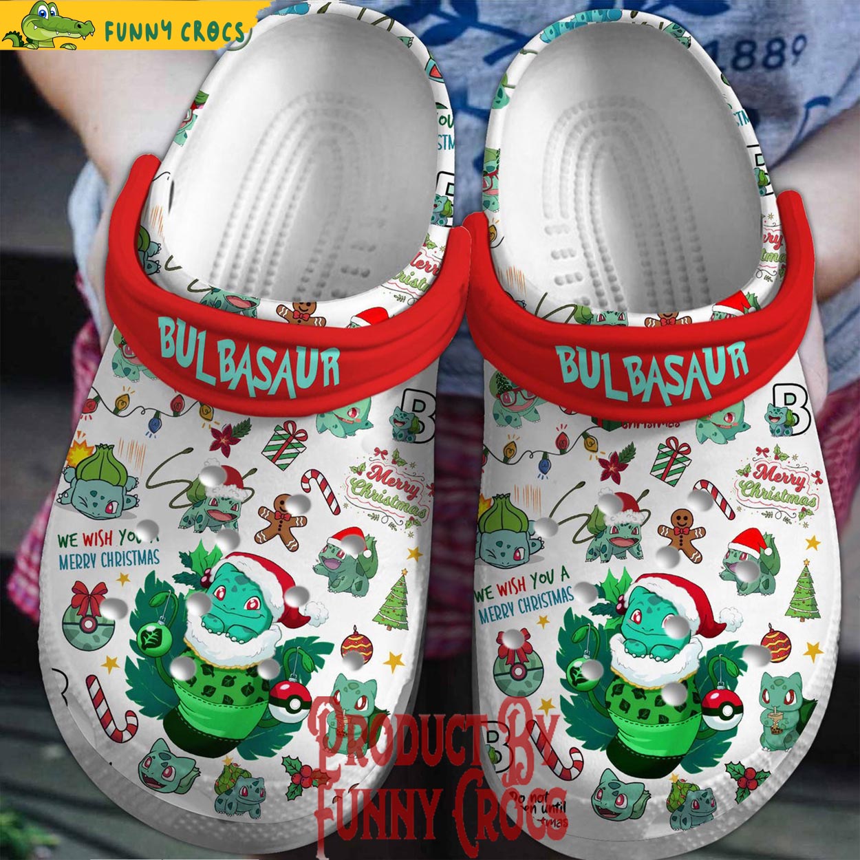 Bulbasaur Pokemon Cartoon Christmas Crocs Crocband Clogs Shoes Comfortable For Men Women and Kids