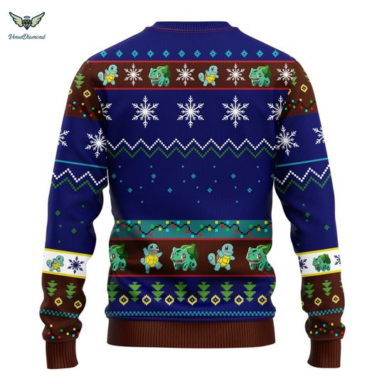 Bulbasaur Squirtle PKM Ugly Christmas Sweater, 3D Sweater - Image 4