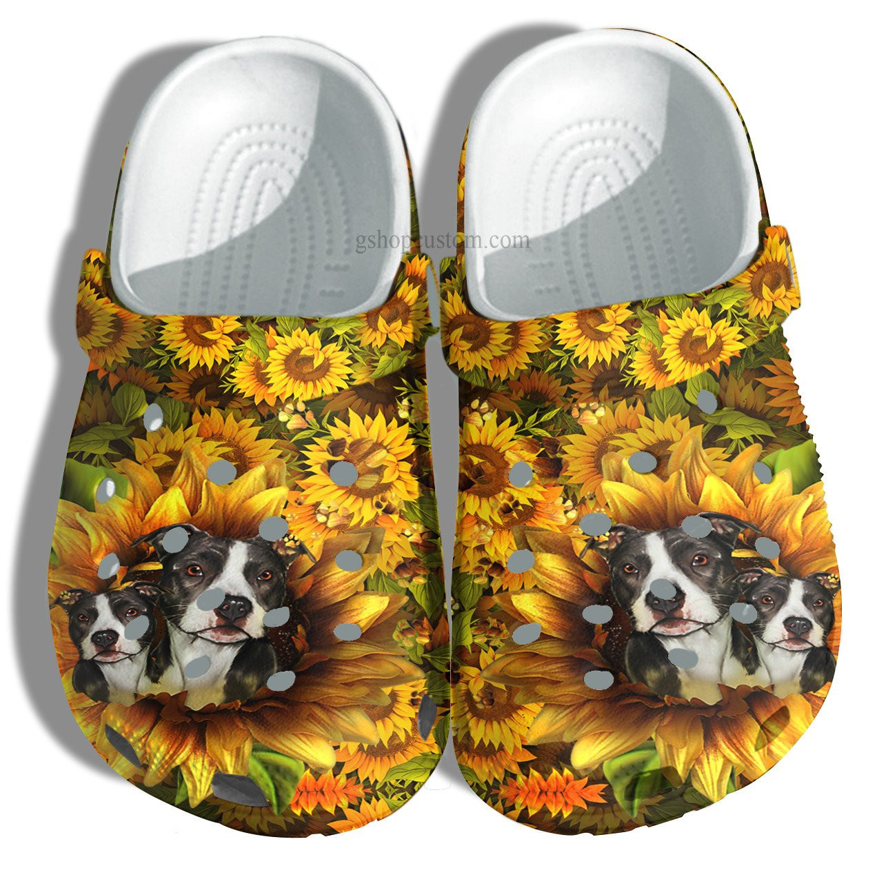 Bull Dog Mom Sunflower 3D Shoes Customize - Pet Lover Cat Dog Sunflower Shoes Croc Clogs