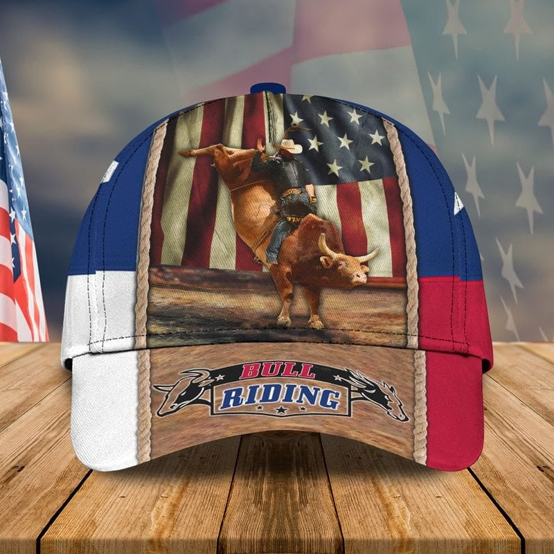 Bull Riding Texas Flag Ball Cap Trucker Hats Custom Hats Gifts For Men & Women