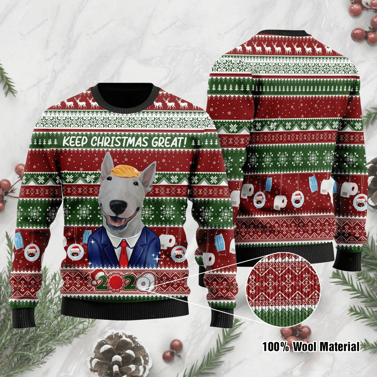 Bull Terrier Ugly Christmas Sweater Adult 3D Funny Matching for family